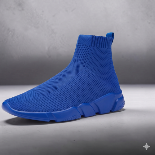 ØMIT CORE kids laceless sneaker in blue — studio shot